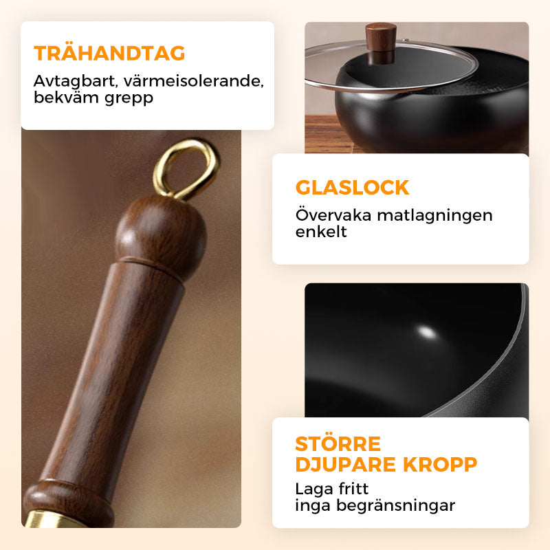 🎁🔥Kvalitetssäkring + Giftfritt🔥Obelagd tjock järngryta
