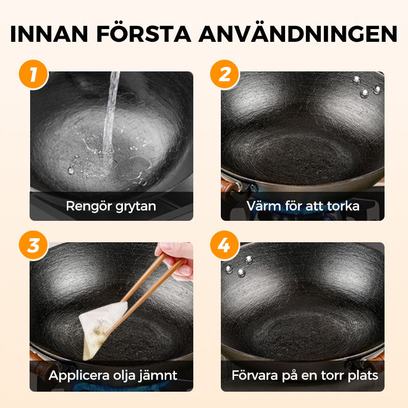🎁🔥Kvalitetssäkring + Giftfritt🔥Obelagd tjock järngryta