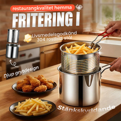 🍳 50 % RABATT NU! 🍟 Multifunktionell stekpanna i 304 rostfritt stål – fritera, steka, koka & stuva i en gryta – perfekt för alla kök 🏠