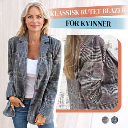 Casual rutete blazer med revers