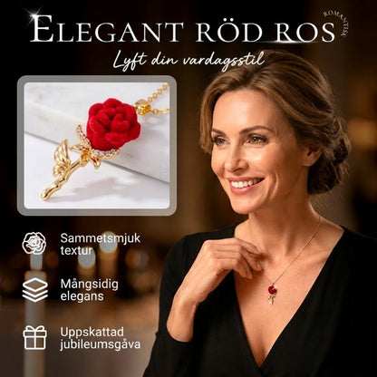 🌹 50% RABATT NU! 💎 Elegant Röd Ros Hänghalsband – Delikat Design, Hypoallergen & Perfekt för Vardagselegans eller Present ✨