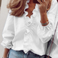 👚 50% RABATT 🌸 | Långärmad Damskjorta med Volanger – Lös Passform & Lanternärmar