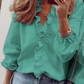 👚 50% RABATT 🌸 | Långärmad Damskjorta med Volanger – Lös Passform & Lanternärmar