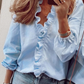 👚 50% RABATT 🌸 | Långärmad Damskjorta med Volanger – Lös Passform & Lanternärmar