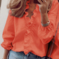 👚 50% RABATT 🌸 | Långärmad Damskjorta med Volanger – Lös Passform & Lanternärmar