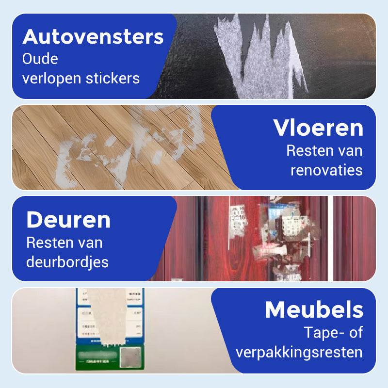 Multi-functionele lijmverwijderaar voor verschillende oppervlakken