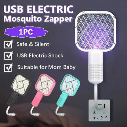 🌙 2-i-1 elektrisk myggsmälla & mygglampa – använd som racket på dagen, som UV-fälla på natten, USB-laddning & tyst drift, perfekt för barnrum & camping 🏕️