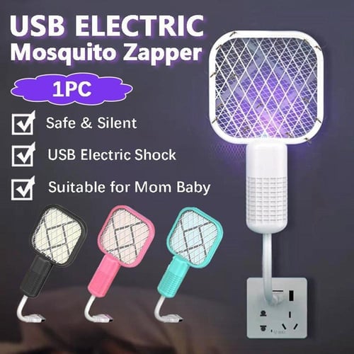 🌙 2-i-1 elektrisk myggsmälla & mygglampa – använd som racket på dagen, som UV-fälla på natten, USB-laddning & tyst drift, perfekt för barnrum & camping 🏕️