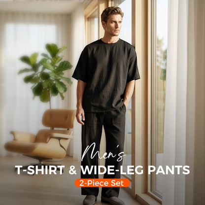 👕 50% RABATT NU! 👖 Herr Casual Loose T-shirt & Vida Byxor 2-Delat Set – Streetwear Matchande Outfit – Daglig Lounge & Bekväm Passform 🌟