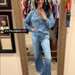 👖50% RABATT! 🌙 Denim Dreams Pyjamas – Mjuk Denim-Look, Bekväm Passform & Perfekt för Loungewear 🛌