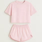 👚50% RABATT! 🌙 2-delad Shorts & Topp Set – Dampyjamas med Randmönster, Mjukt Tyg & Perfekt För Sov & Avkoppling 🛌