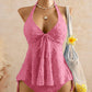 Tankini-set med peplum och halterneck för dame