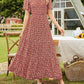 👗 50% RABATT NU! 🌸 Women's Casual Floral Print Maxi Dress – Flutter ärmar, Smockad Hög Midja & Flödande Kjol i lager ✨