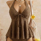 Tankini-set med peplum och halterneck för dame