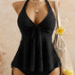 Tankini-set med peplum och halterneck för dame