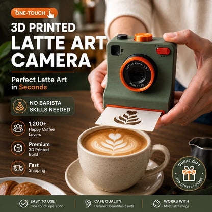 ☕📸 One-Touch Latte Art-kamera – 3D-kaffeschablon för personlig kaffekonst ✨