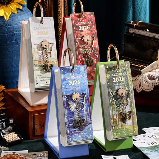 🎨 2026 Vintage oljemålning i europeisk stil, vändbar kalender - 🌼 Glad hela året 🦋