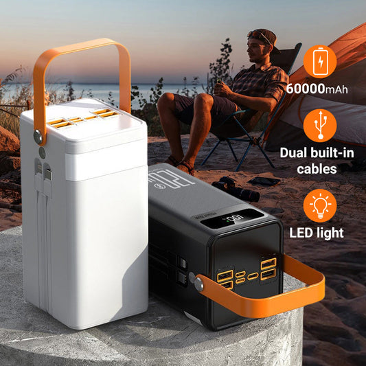 ⛺ Utomhus Bärbar Snabbladdnings Powerbank med LED-ljus