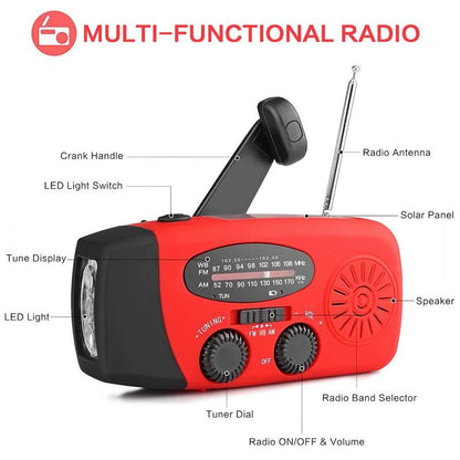 📻 Exklusiv Rea -50%! Multifunktionell Nödradio med Solcell & Handveckling – LED-Lampa & Telefonladdare | Nödsituation & Camping ⛺