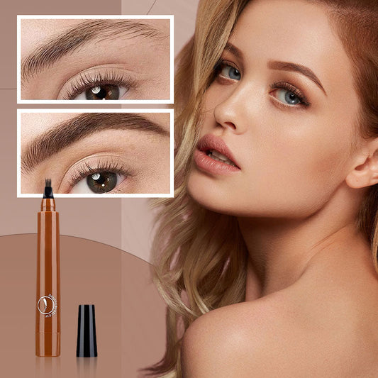 💶Naturlig ögonbrynspenna med 4 ändar, skapa snabbt snygg ögonbrynsmakeup