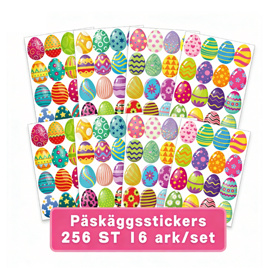 🐣🐰Påskäggsdekaler, 16 ark per set, 256 stycken