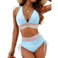 ✨Köp nu 👉 och få 49% 💃Hög midja Tummy Control Colour Block Bikini Set