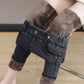 Kvinnors höga midja smala stretch varma magra jeans