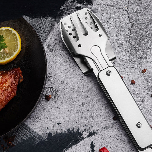 🔥Hot sale 🥓3-i-1 Camping BBQ Grillredskap Hem Gaffel Spatel Clip