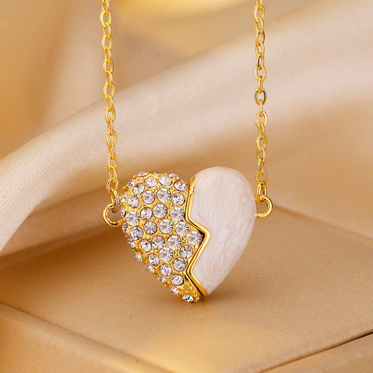🔥Premium Guld Diamant Magnetiskt Hjärta Halsband