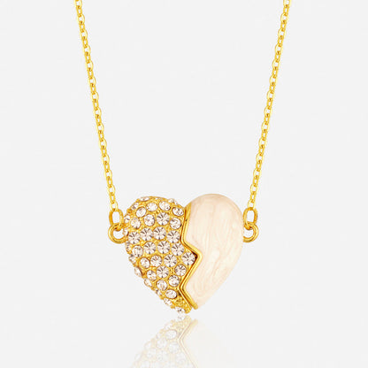 🔥Premium Guld Diamant Magnetiskt Hjärta Halsband