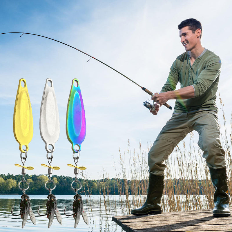 🎣Innovativ design - metallpropeller fluga falsk beteskrok💪