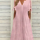 👗 50 % RABATT NU! 🌸Elegant V-ringad klänning med urtagning för kvinnor
