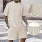 🔥🎁Nyhet 50 % RABATT🔥Herr sommar 2-delat set - T-shirt med droppe axlar och shorts med dragsko