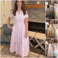 🎁Köp 2 och få fri frakt🔥👗Kortärmade V-neckade långklänningar för kvinnor med kort ärm