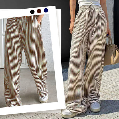 👖 50% RABATT! ✨ Dambyxor med Vertikala Ränder – Slimmande Effekt, Bekväm Passform & Perfekt För En Elegant Look 🌸