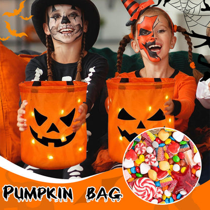 🎃📢📢50% RABATT  NU!! ⏰🔥Halloween lysande pumpa godisväska