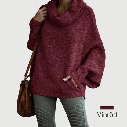 Fladdermusvinge Draperad Krage Tröja med Fickor för Kvinnor - Fri frakt