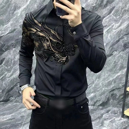 Slim Fit stilren skjorta med tryck för herr