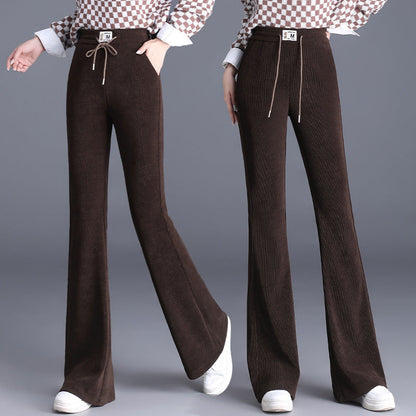 Damens Tjocka Höghalsade Kordelbyxor – Långa Modell