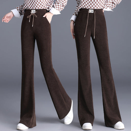 Damens Tjocka Höghalsade Kordelbyxor – Långa Modell