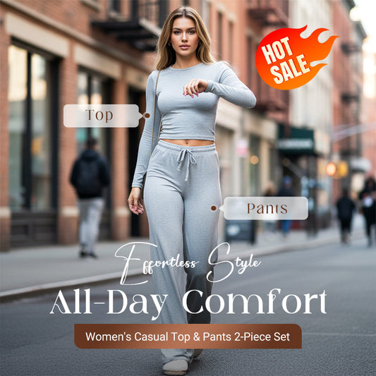 Dammode 2-delad set – casual topp och byxor ✨