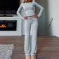 Dammode 2-delad set – casual topp och byxor ✨