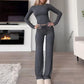 Dammode 2-delad set – casual topp och byxor ✨