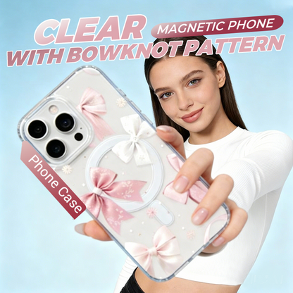 ✨🎀Transparent magnetisk telefonfodral med slöjnmönster📱