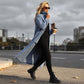 🧥💙 50% RABATT! | Lång Ledig Denimkavaj för Damer – Knappar, Avslappnad Passform & Slitstark Denim!