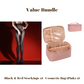 Värdepaket: 8D Oil-Sheen Rose Lace Stockings + Kosmetisk väska