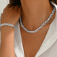 💎 50% RABATT NU! ✨ Justerbart Strass Blad Länk Halsband & Armband Set – Elegant Design, Gnistrande Kristaller & Perfekt Present 🍃