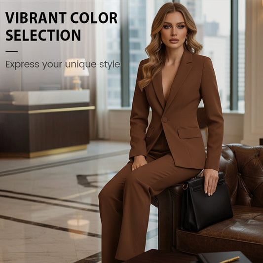 Elegant damset med kavaj och vida byxor