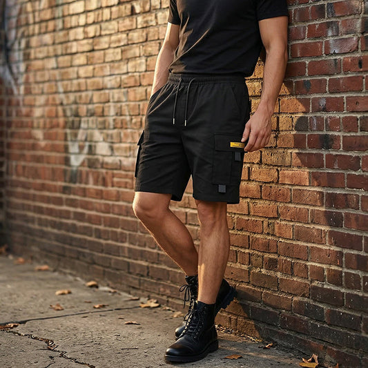 Männs casual cargoshorts med dragsko i midjan