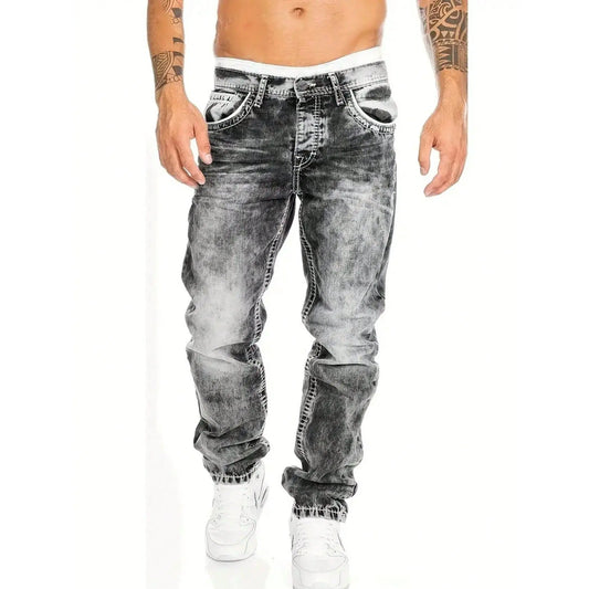 Herrmode kreativa stretchjeans, minimalistisk stil lämplig för sommar, Emo-stil